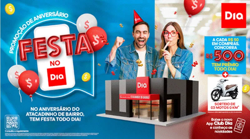 Dia Supermercados comemora 24 anos e vai premiar clientes com a campanha