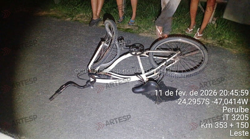 Colisão entre carro e ciclista deixa uma vítima fatal na SP-055, em Itariri (SP)
